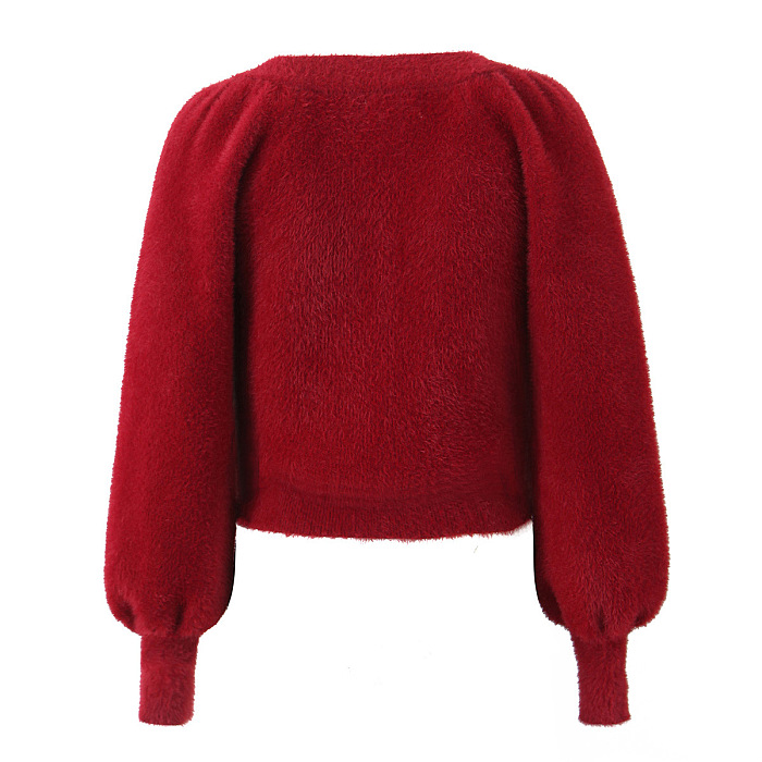 Plush Berry Red Cardigan, Bralette & High-Waist Shorts