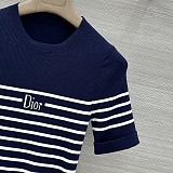 Dior  Short-Sleeved Fitted Sweater White and Pink D ...