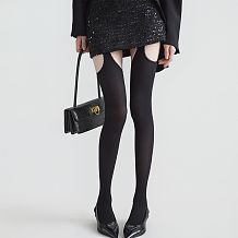 Velvet Scalloped Suspender Tights in Black(5 pairs)