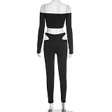 2-Piece Off-Shoulder Crop Top and Cutout Leggings Set
