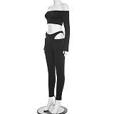 2-Piece Off-Shoulder Crop Top and Cutout Leggings Set
