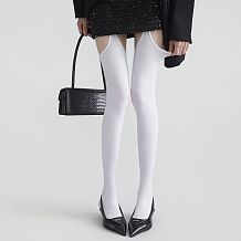 Velvet Scalloped Suspender Tights in White(5 pairs)