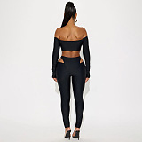2-Piece Off-Shoulder Crop Top and Cutout Leggings Set