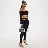 2-Piece Off-Shoulder Crop Top and Cutout Leggings Set