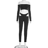 2-Piece Off-Shoulder Crop Top and Cutout Leggings Set