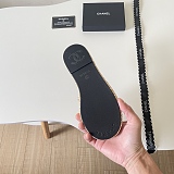 Chanel Premium Microfiber Leather Slides Beige & Black