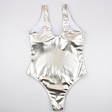 Metallic Silver One-piece Swimwear