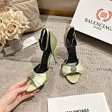 Balenciaga Bow-detailed Satin Sandals(grass green)