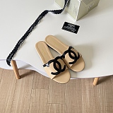 Chanel Leather Slides(beige & black)