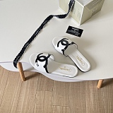 Chanel Leather Slides(white & black)