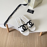 Chanel Leather Slides(white & black)