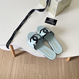 Chanel Leather Slides(black & Cyan)