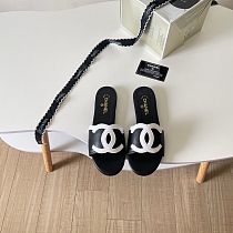 Chanel Leather Slides(black & white)