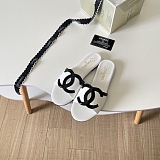 Chanel Leather Slides(white & black)