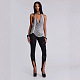 Backless Pleated Button Halter Top