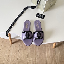 Chanel Leather Slides(black & purple)