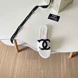 Chanel Leather Slides(white & black)