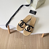 Chanel Leather Slides(beige & black)