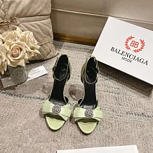 Balenciaga Bow-detailed Satin Sandals(grass green)