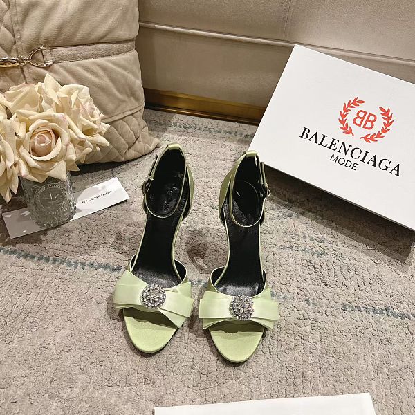Balenciaga Bow-detailed Satin Sandals(grass green)