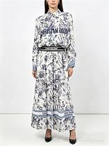 Dior Toile de Jouy Print Shirt & Pleated Skirt Set