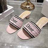 Dioriviera Dior Woven Heeled Slide in Pink