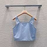 Miu Miu Gingham Ruffled Crop Top & Pleated Mini Skirt Set