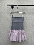 Miu Miu Drop-Waist Two-Tone Bandeau Mini Dress