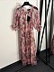 D&G Romantic Rose Print Chiffon Midi Dress with Smocked Neck
