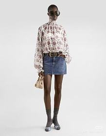 D&G  Small Flower Bouquets-print Chiffon Top
