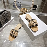 Dioriviera Dior Woven Heeled Slide in Beige