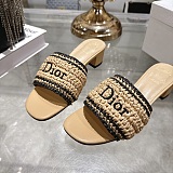 Dioriviera Dior Woven Heeled Slide in Beige