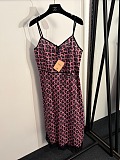 Miu Miu Printed Slip Dress with Lace Hem