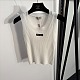 Miu Miu Ribbed Tank Top with Lace Trim