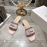 Dioriviera Dior Woven Heeled Slide in Pink