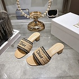 Dioriviera Dior Woven Heeled Slide in Beige