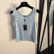 Prada Floral Ribbed Knit Tank Top