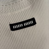 Miu Miu Ribbed Tank Top with Lace Trim