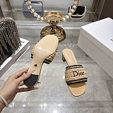 Dioriviera Dior Woven Heeled Slide in Beige