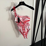 One-Shoulder Baroque Print Bodysuit