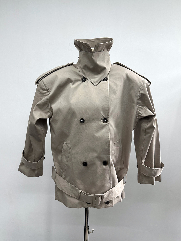 Double-Breasted Belted Trench Coat