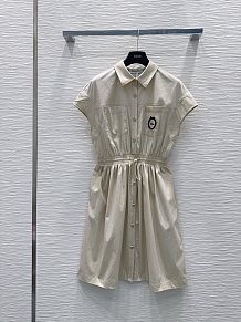 Dior Utility Cotton Shirtdress with Drawstring Waist