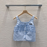 Miu Miu Gingham Ruffled Crop Top & Pleated Mini Skirt Set