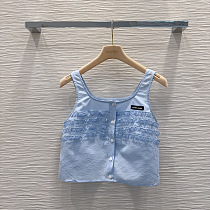 Miu Miu Gingham Ruffled Crop Top & Pleated Mini Skirt Set