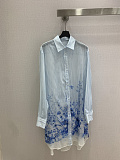Dioriviera Long Blouse White and Navy Blue