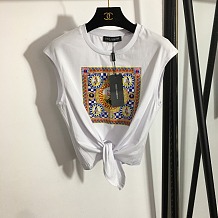 D&G Sicilian Maiolica Graphic Muscle Tee with Front Tie
