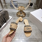 Dioriviera Dior Woven Heeled Slide in Beige
