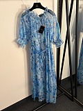 D&G  Blue Floral Chiffon Midi Dress