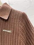 Miu Miu Knit Polo Top in Vintage Brown