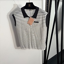 Miu Miu Striped Sleeveless Polo Knit